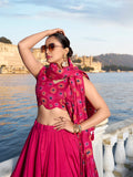 Pink Color Floral Print With Foil Work Tussar Silk Lehenga Choli