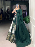 Green Color Plain And Printed With Paper Mirror Work Rayon Lehenga Choli