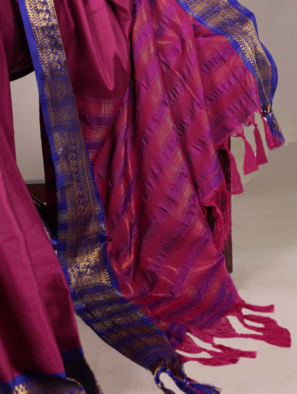 Luxury pink silk saree with unstitched blouse