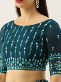 Teal Georgette Sequins Embroidered Lehenga choli For Women