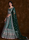 Thread Art Silk Lehenga Choli in Sea Green