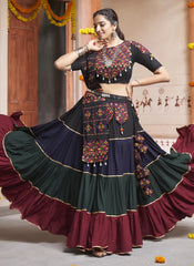 Thread Embroidery with mirror work Navratri chaniya choli