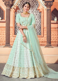 Thread with Sequince Embroidered work Indian Lehenga Choli In Green