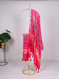 Tomato Color Printed Gaji Silk Ethic Wear Dupatta
