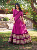 Pink Color Plain With Zari Weaving Work Chanderi Silk Lehenga Choli