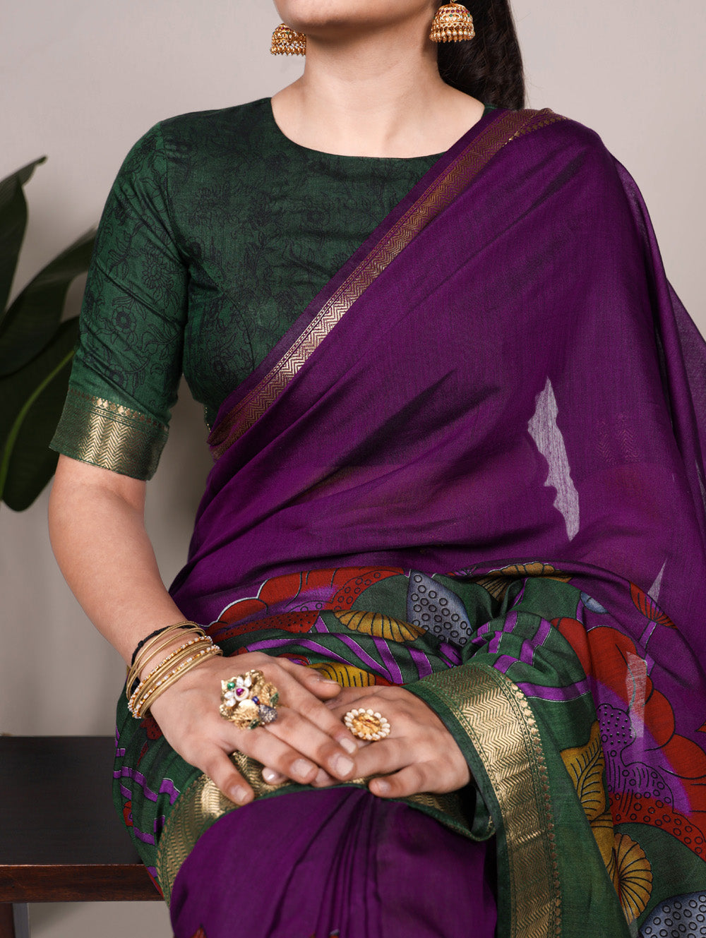 Viscose chanderi saree with zari weaving
