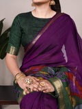 Viscose chanderi saree with zari weaving