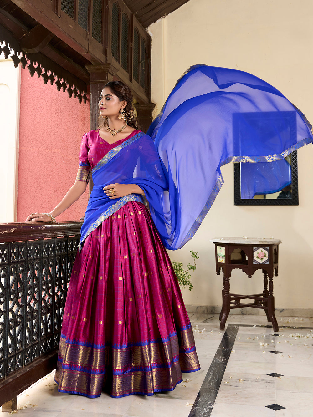 Pink Color Weaving Work With Paithani Concept Cotton Silk Lehenga Choli