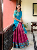 Pink Color Zari Weaving Work Kanchipuram Lehenga Choli