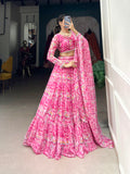 Pink Color Printed With Georgette Lehenga Choli