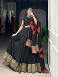 Black color Zari Weaving Work Chanderi Chaniya Choli