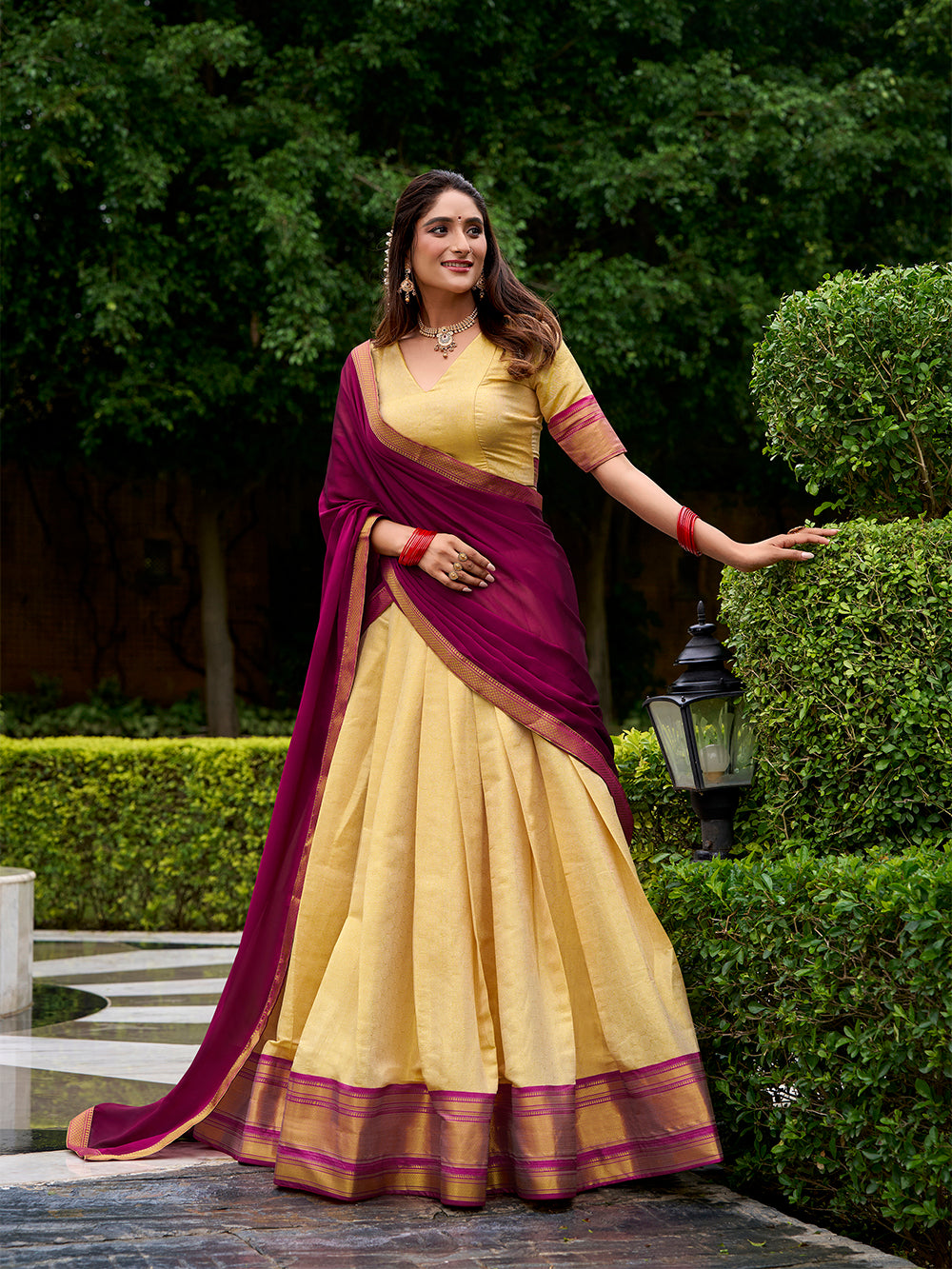 Pink lehenga choli with stitched blouse