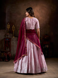 Light Pink Color South Indian Weaving Work Jacquard Silk Lehenga Choli