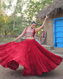 Traditional Maroon Rayon Lehenga Set with Gamthi Embroidered Blouse & Koti