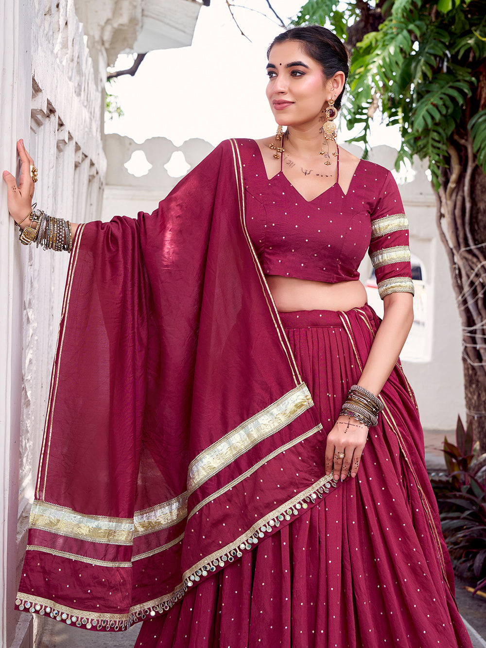 Zari weaving festive lehenga choli
