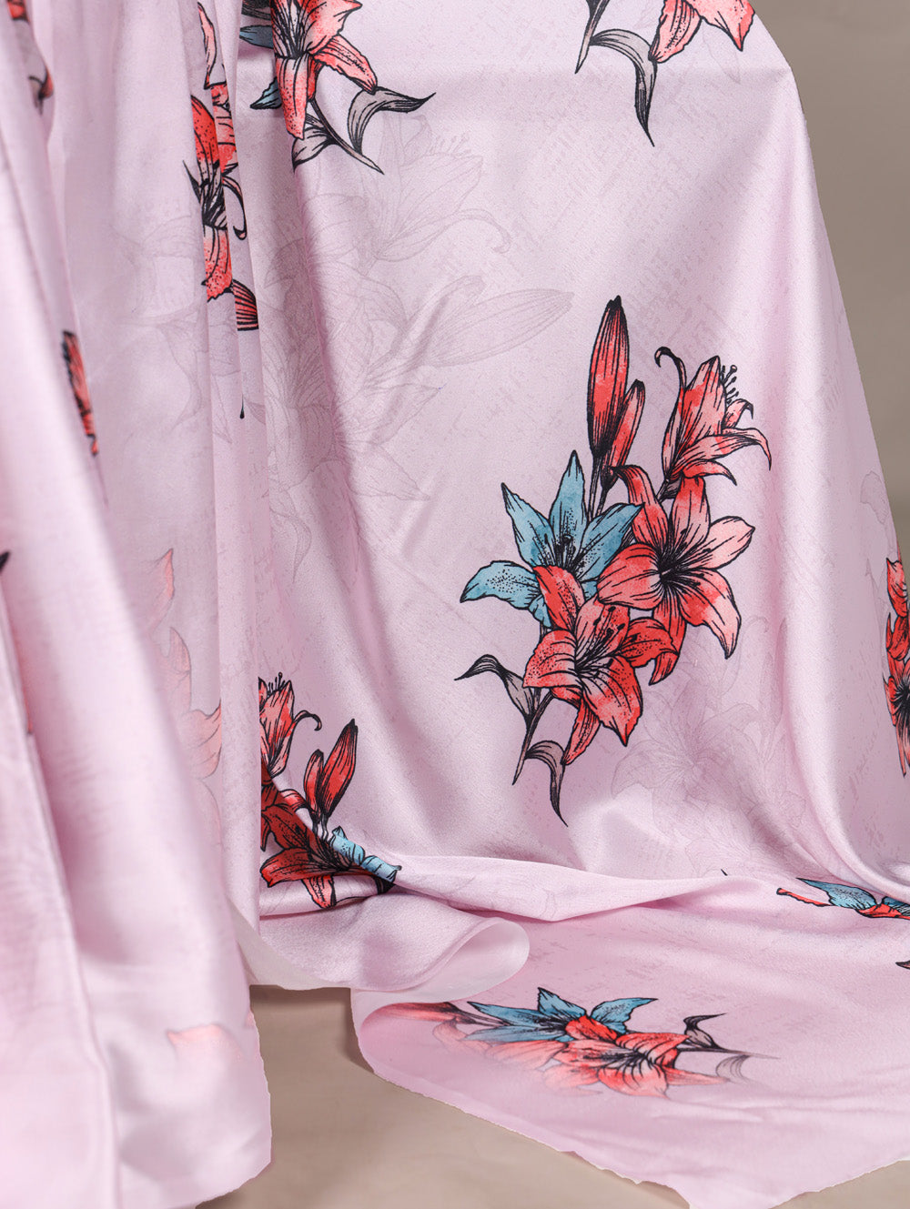 Floral printed pink saree for festive gatherings