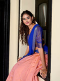 Peach Color Zari Weaving Work Kanchipuram Lehenga Choli