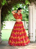 Red Color Floral Print Chiffon Co-ord Set Chaniya Choli
