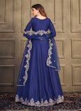 Trendy Art Silk Zari Embroidered Anarkali Suit For Eid In Blue