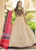 Trendy Beige Sequins Embroidered A Line Lehenga In Georgette