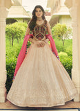 Trendy Beige Sequins Embroidered A Line Lehenga In Georgette