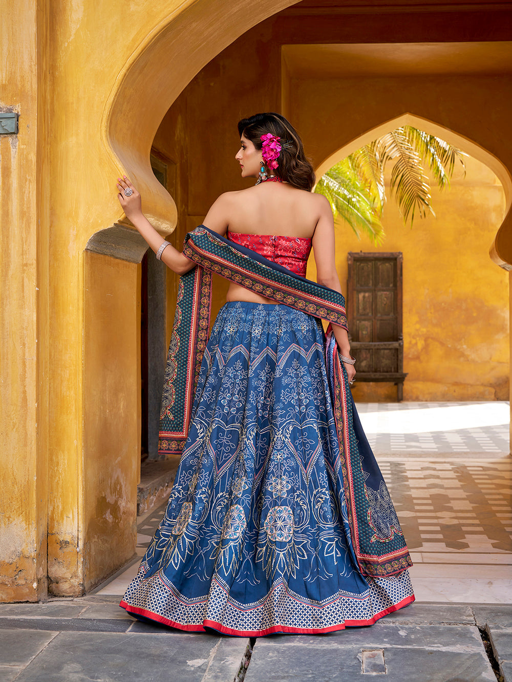 designer blue festive lehenga choli