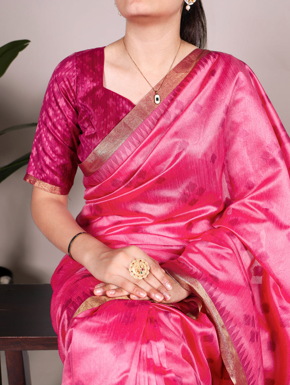 Jacquard silk saree with unstitched blouse