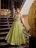 Tea Color Sequins And Thread Embroidery Work Gold Crush Lehenga Choli