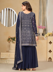 Trendy Faux Georgette Sharara Suit With Embroidery Work