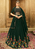 Trendy Party Wear Thread Embroidered Lehenga Choli In Green