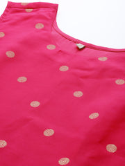 Trendy Pink Chanderi Tunic with Prints for Women