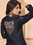 Trendy Triva silk Heavy Embroidered Ready to Wear Ethnic Gown In Blue