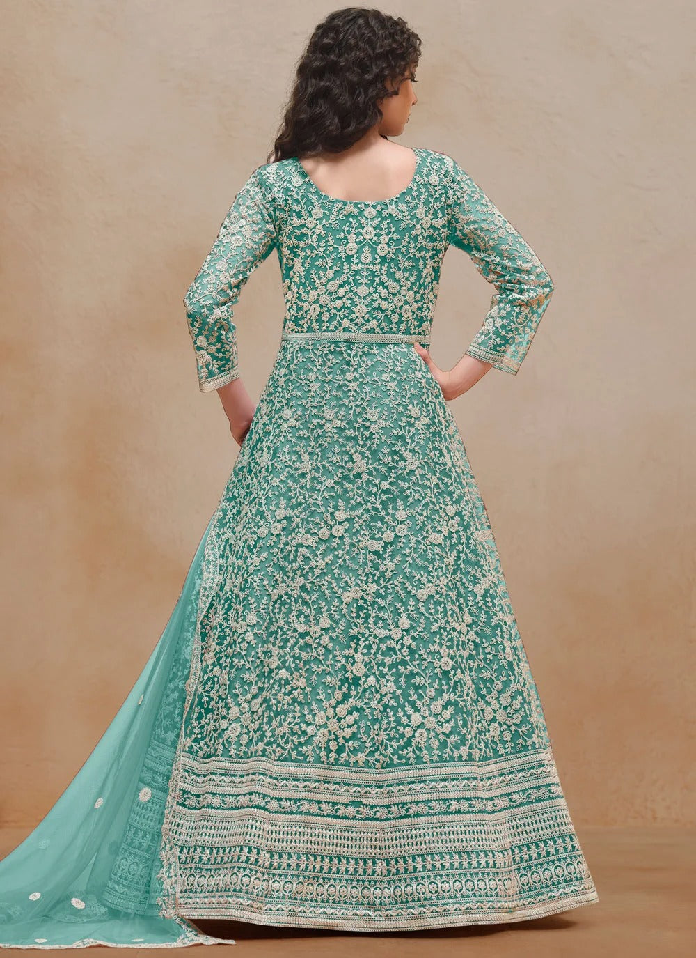 Turquoise Designer Anarkali Suit for Women