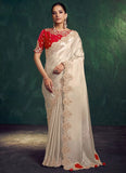 tusser upada silk designer saree with scallop embroidery and stone work