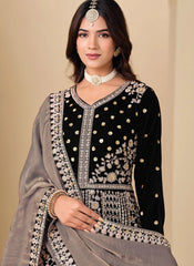 Elegant black party wear ethnic suit for women