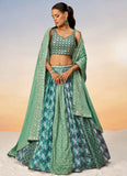 Vibrant Lime Green Poly Chiffon Indian Ethnic Lehenga Choli with Sequins Embroidery