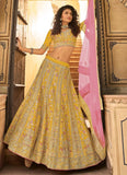 Vibrant Mustard Yellow Organza Base Lehenga Ideal for Haldi Ceremony