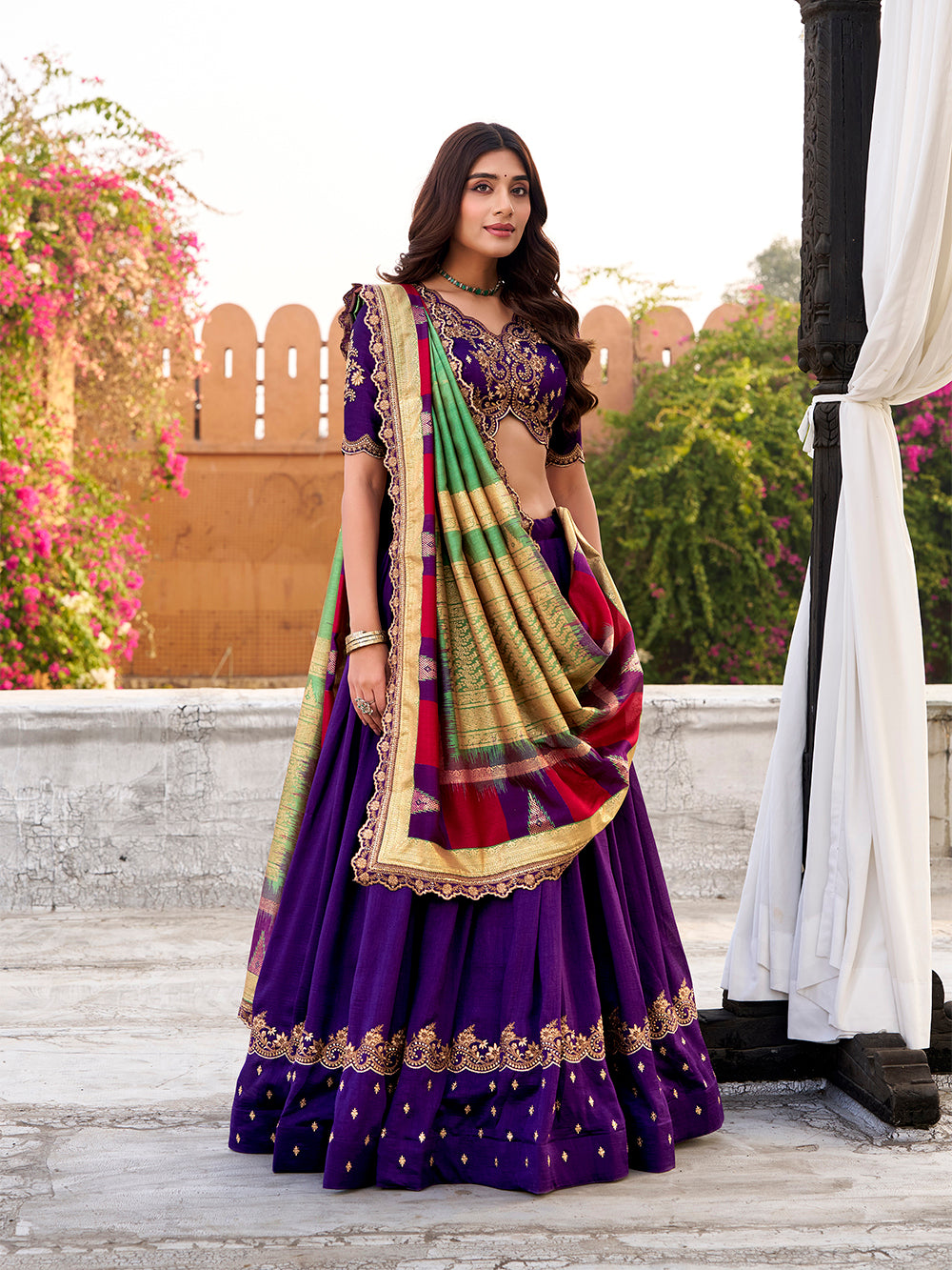 purple party wear lehenga choli