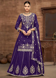 Designer Wedding Lehenga for Women | Violet Silk Lehenga Set