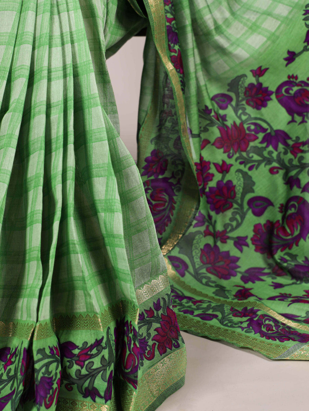 Festive wear parrot green saree for women