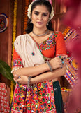 Traditional teal blue garba dress with 9-meter lehenga flair