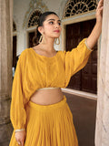 Stylish mustard georgette ethnic co-ord set