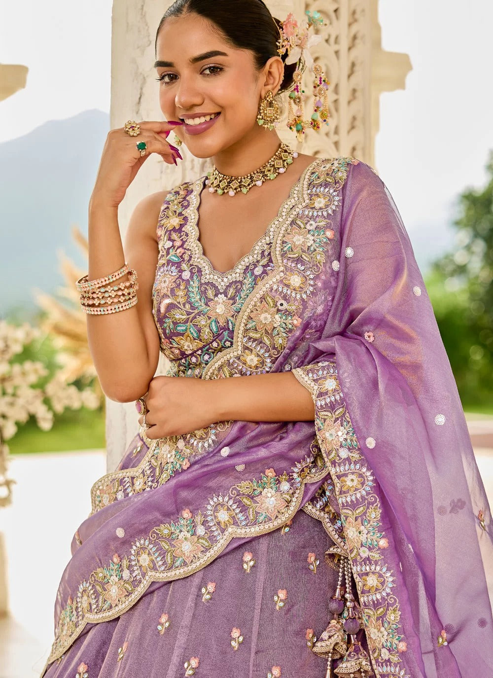 Best Wedding Purple Satin Silk Bridesmaid Lehenga