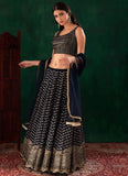 Blue georgette lehenga for wedding functions