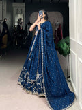 Firozi Color Sequins And Thread Embroidery Work Vichitra Silk Lehenga Choli