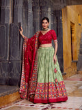 Sea green ikat patola print lehenga choli set