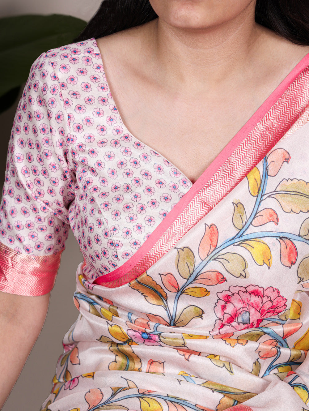 Traditional off white saree for festive wear