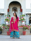 Pink Color Sequins And Thread Embroidery Work Moonga Silk Dress