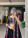 Black embroidered georgette blouse material