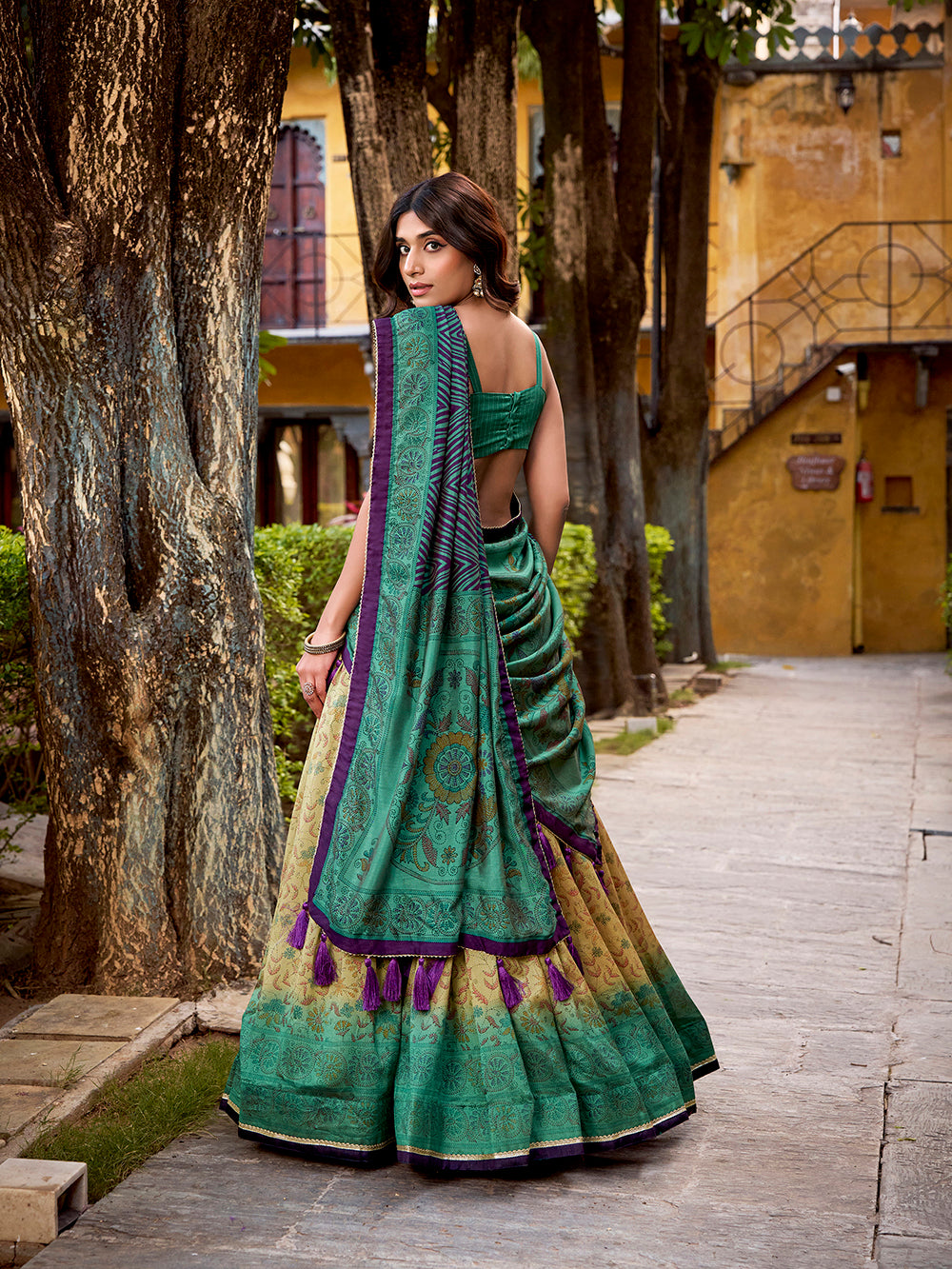 traditional firozi lehenga choli
